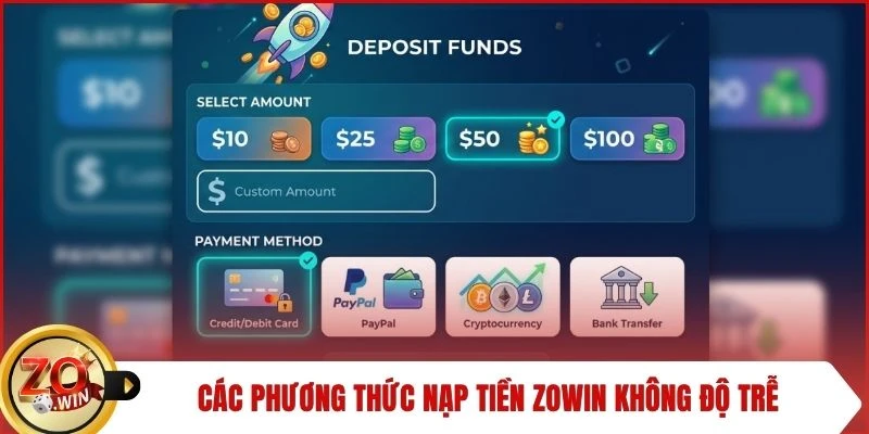 Các phương thức nạp tiền ZOWIN không độ trễ