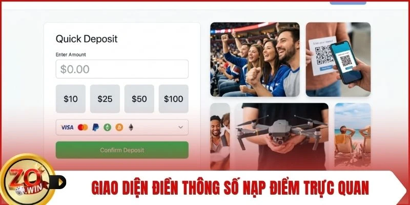 Giao diện điền thông số nạp điểm trực quan